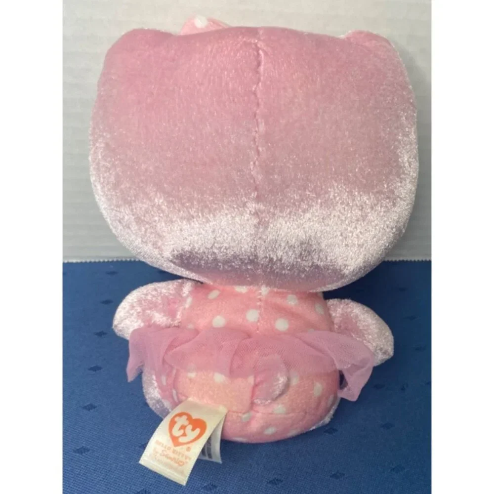 Ty Beanie Babies 7" Plush Pink Velvet Hello Kitty Ballerina Polka Dot Tutu 2014 - Picture 4 of 7